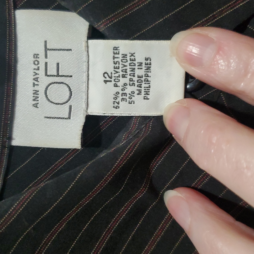 Loft Black/Red Striped Long Sleeve Dress - Picture 5 of 5